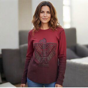 NWT COWGIRL TUFF CO. ( MED ) Dark Red/Burgundy with Gem Detail